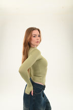 High neck V Top