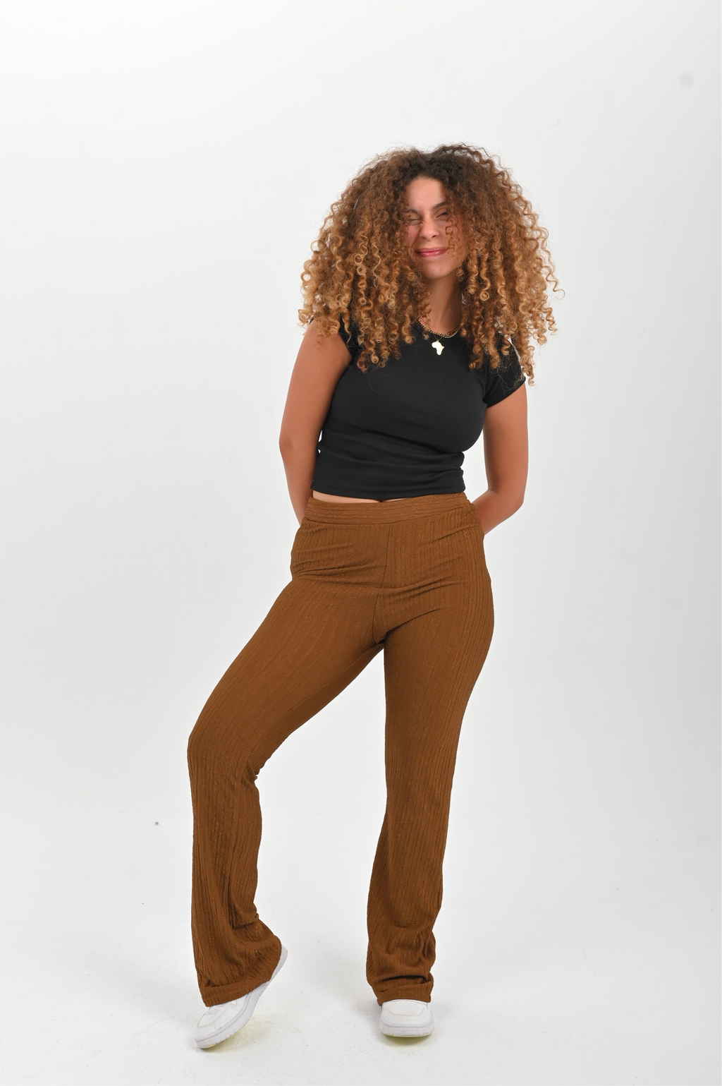 High Waisted Casual Striped Flare pants