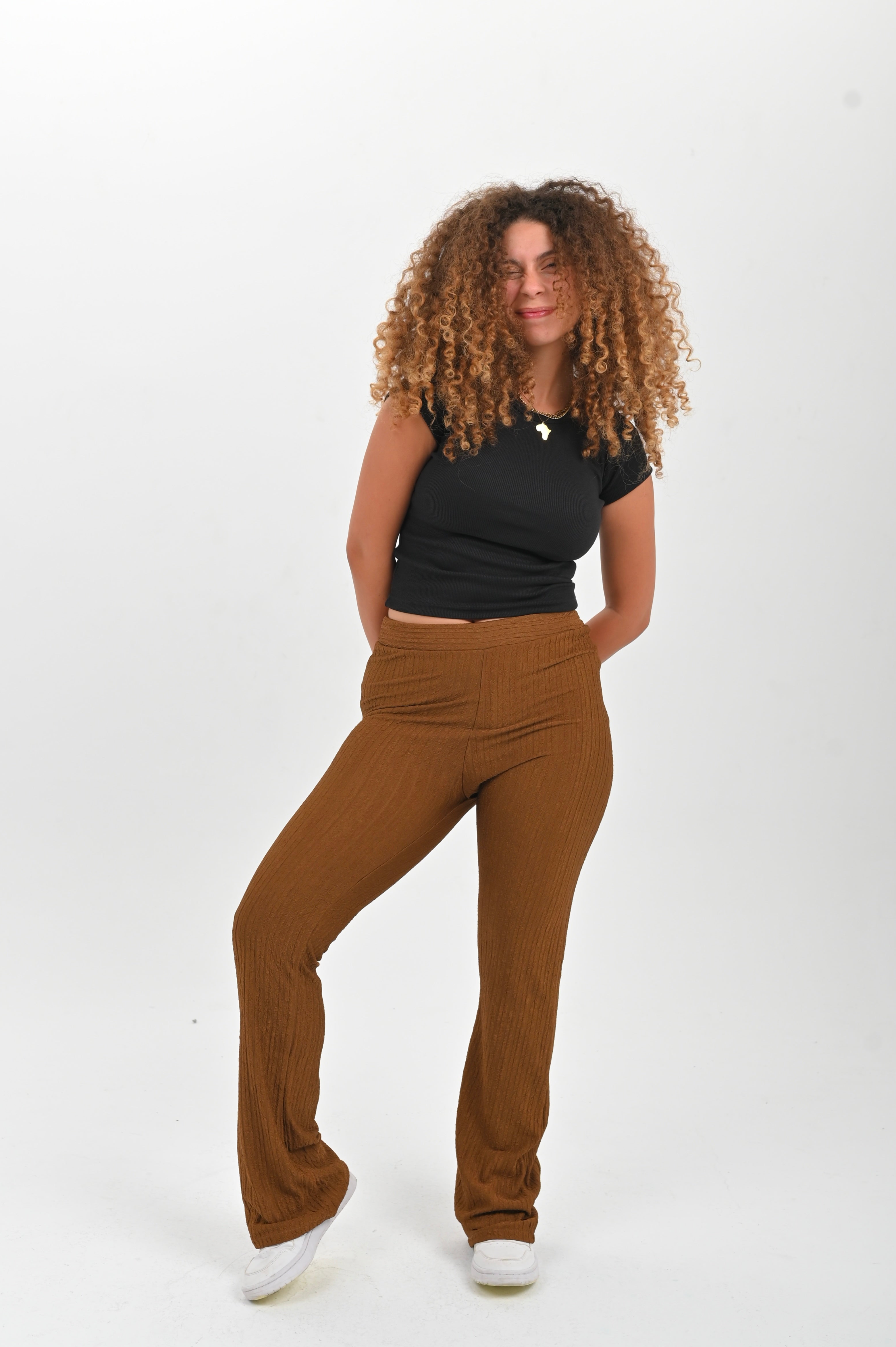 High Waisted Casual Striped Flare pants