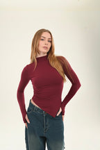 High neck V Top