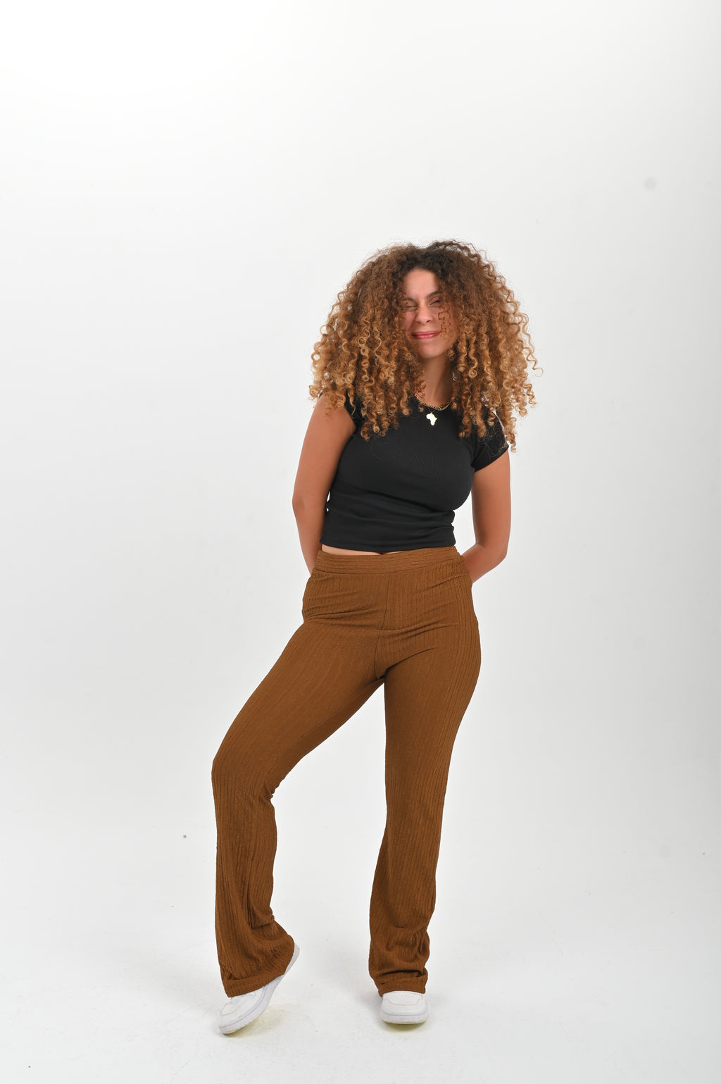 High Waisted Casual Striped Flare pants