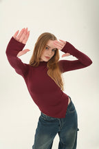 High neck V Top