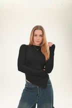 High neck V Top