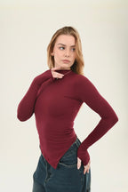 High neck V Top