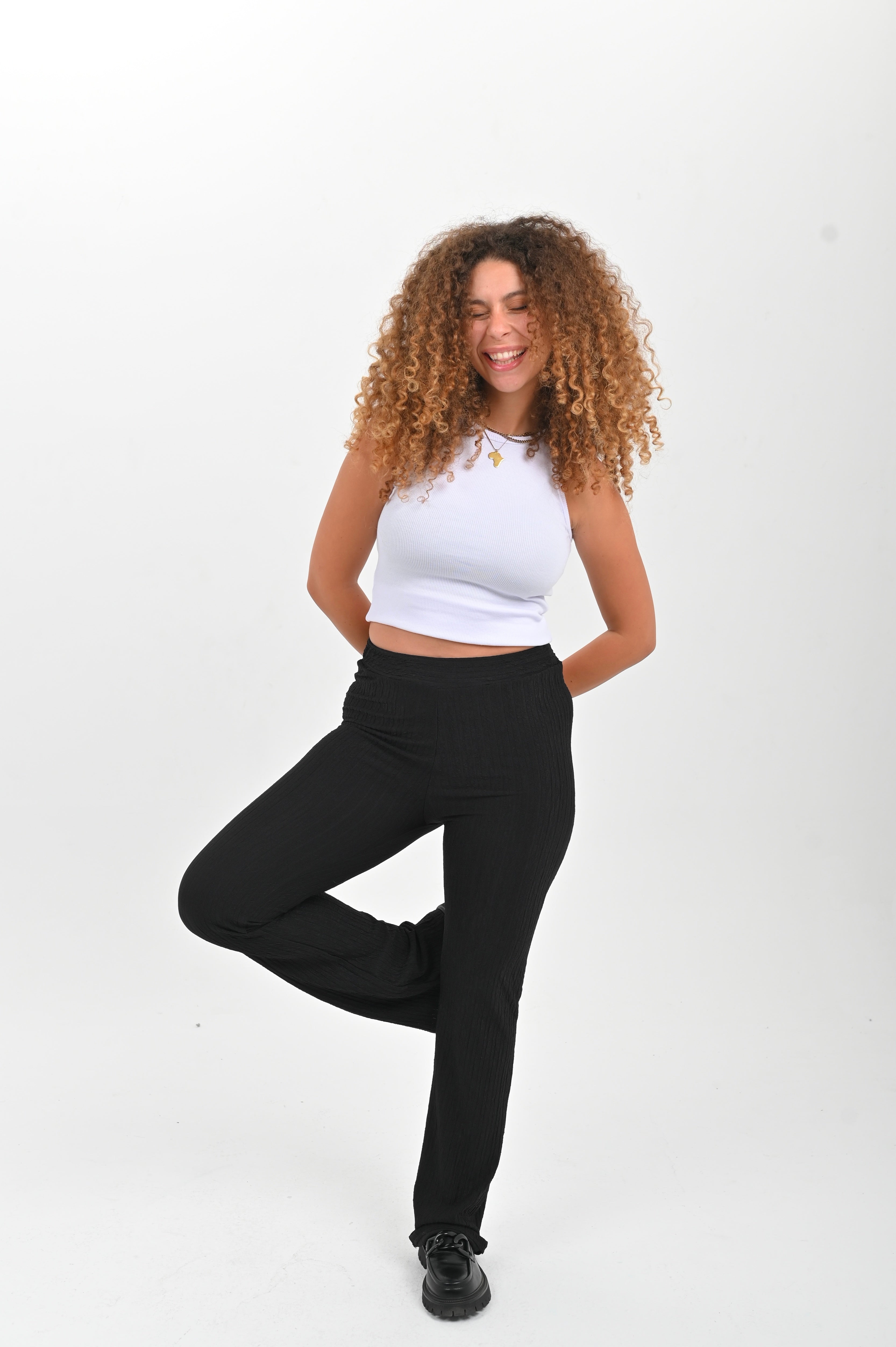 High Waisted Casual Striped Flare pants