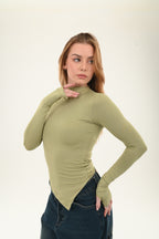 High neck V Top