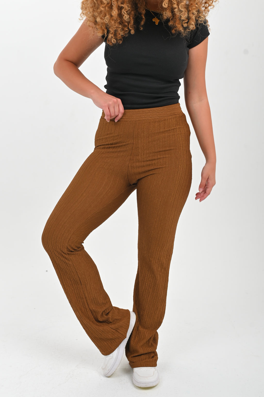 High Waisted Casual Striped Flare pants