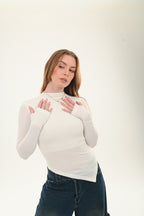 High neck V Top