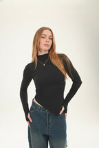 High neck V Top