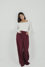 Pinstripe Wide-Leg Tailored Pants