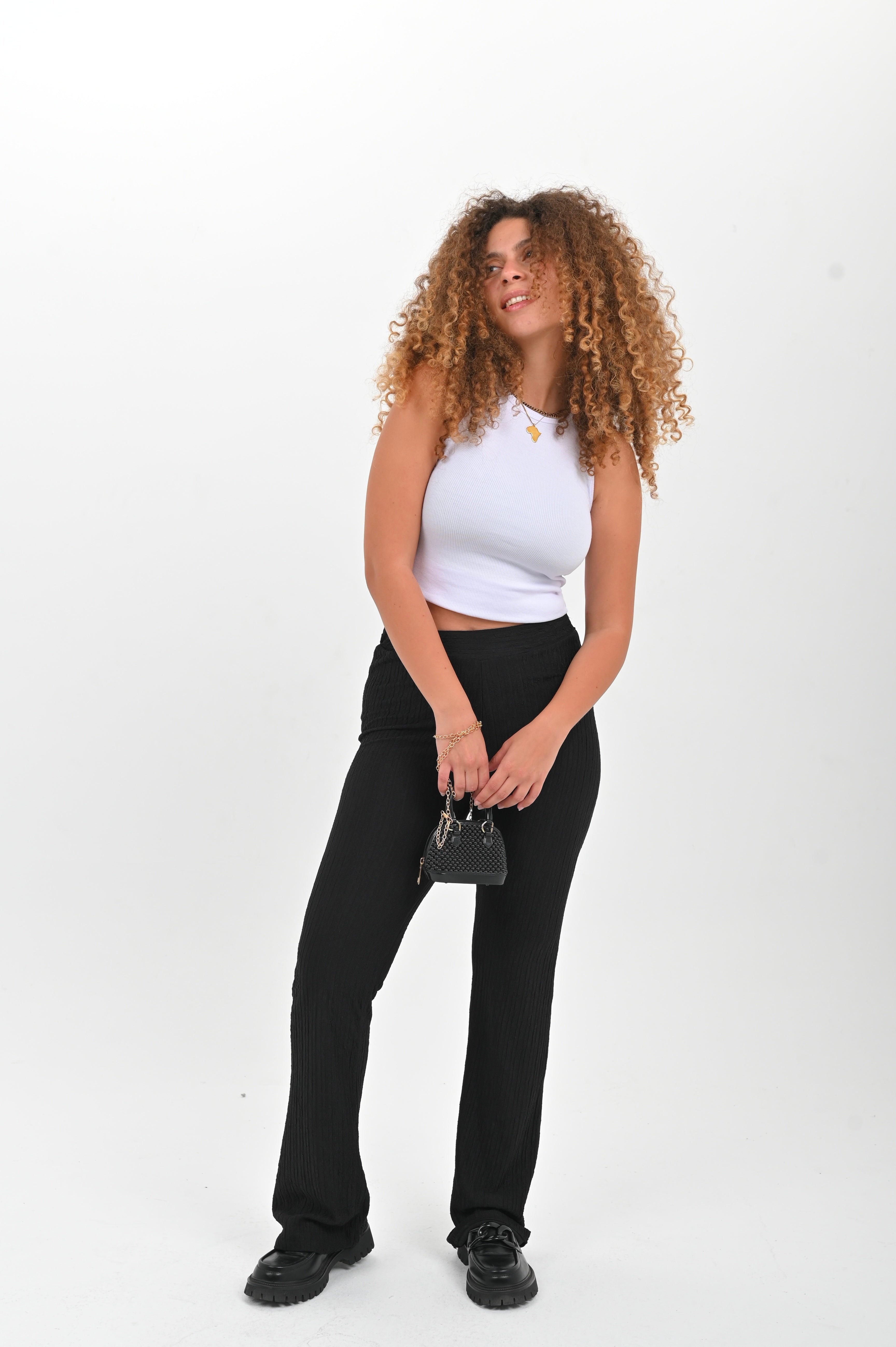 High Waisted Casual Striped Flare pants